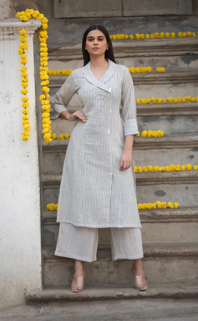 Striped Kurta set by fashion designers of anubh looms